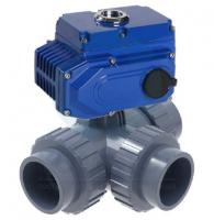 Кран трехходовой ПВХ L-порт с электроприводом 040, PTFE-EPDM, 220В/АС, 20сек