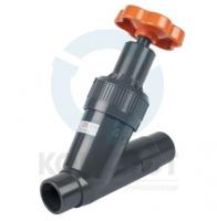 Вентиль ПВХ угловой втулочный 040, PE-EPDM, PN10, FIP
