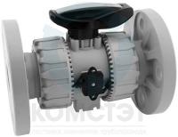 Кран шаровый ХПВХ фланцевый 040 DN32, PTFE-FPM, PN16, FIP