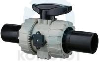 Кран шаровый PP-H стыковой с удлиненными патрубками PE 020, PTFE-FPM, PN10, FIP