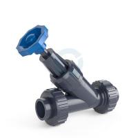 Вентиль ПВХ угловой муфтовый 020, Viton, PN16, Hidroten