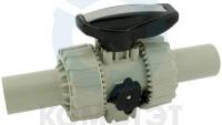 Кран шаровый PP-H стыковой с удлиненными патрубками PP-H 040, PTFE-FPM, PN10, FIP